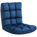 HOMCOM Velvet Floor Chair with 180° Reclining Backrest and Thick Padding, 55x71x53.5cm, Blue