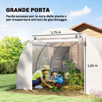 Outsunny Tunnel Greenhouse with 2 Removable Poles and Mesh Doors and Windows, in Galvanized Steel and PE, 396x300x200 cm, White