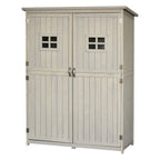 Wooden Garden Shed with Double Door, Shelves and Windows, 127.5x50x164cm