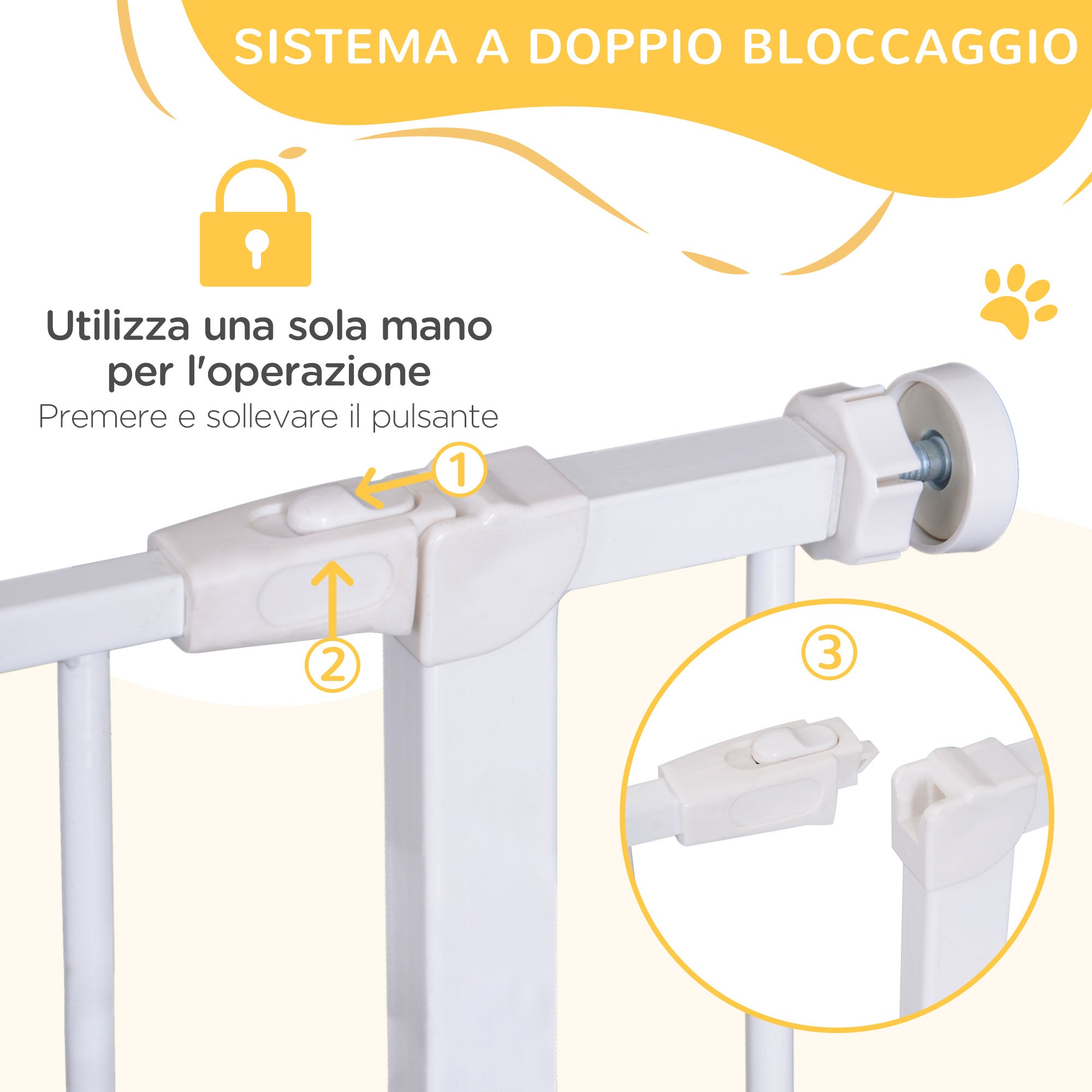 Expandable Pet Safety Gate Easy Installation with Pressure Mounts Heavy Duty Steel with a Powder Coated Finish White 76x76-82cm