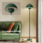 Floor Lamp with Semicircular Shade and Foot Switch, Steel, Ø30x155 cm, Green