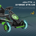 Pedal Go Kart for Kids Ages 5-12 with Adjustable Seat, Metal and PP 121x58x61 cm, Green and Black