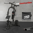 Multifunctional Fitness Station for Home and Professional Training in Steel, 148x108x207 cm, Black