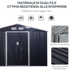 Garden House with 2 Sliding Doors and 4 Air Vents, Steel, 322x277x192 cm, Dark Grey - Borgè