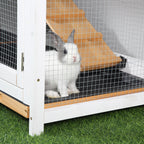Outdoor Rabbit Cage with House, Ramp and Open Enclosure, Yellow and Black