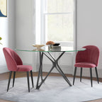 Set of 2 Nordic stye Velvet Dining Chairs with Metal Legs, Red