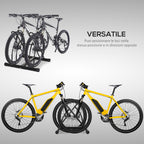 Floor-Standing Bike Rack for 2 Bikes with Tires up to 6.5 cm, Black Steel Swivel Frame, 60x54x57cm