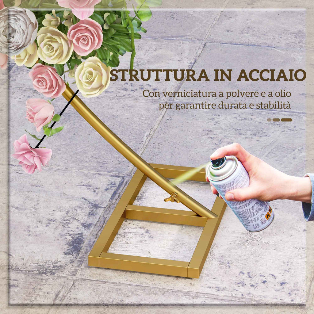 Outsunny Steel Garden Arch, Wedding Arch for Balloons and Climbing Plants for Ceremonies, Birthdays and Events, Gold