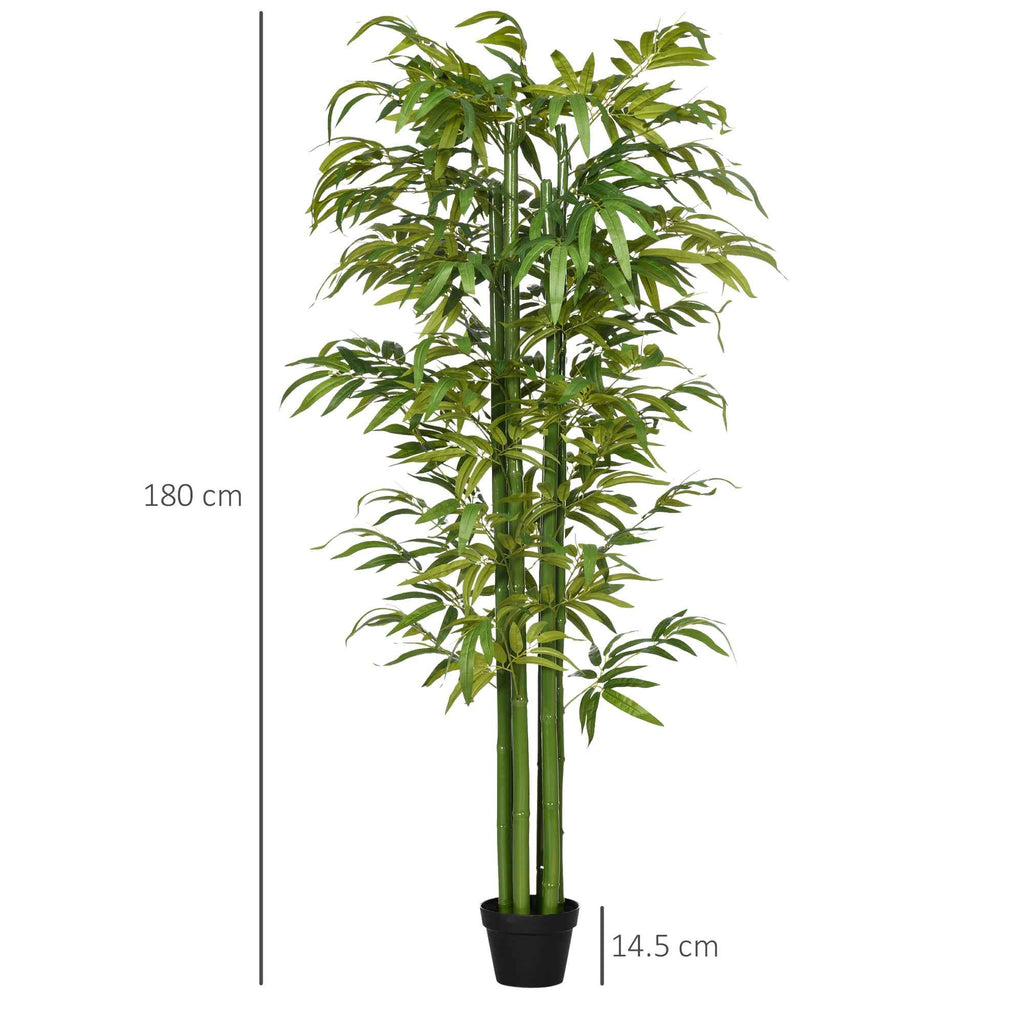 HOMCOM Artificial Bamboo Plant, 180cm Realistic Fake Plant with Decorative Pot for Living Room and Bedroom, Green