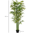 HOMCOM Artificial Bamboo Plant, 180cm Realistic Fake Plant with Decorative Pot for Living Room and Bedroom, Green
