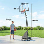 SPORTNOW Portable Outdoor Basketball Hoop, Adjustable 2.45-3.05m, Shatterproof Backboard, Hand Crank Adjustment