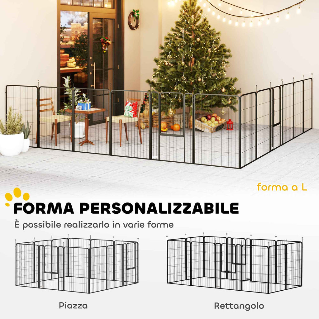 PawHut Folding Steel Dog Playpen with Pegs for Indoor and Outdoor Use, 68 x 100 cm, 12 Panels, Black