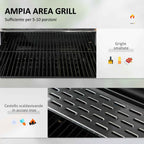 Outsunny Charcoal Barbecue with Lid, Thermometer, Adjustable Grill, Wheels and Side Tables, Black