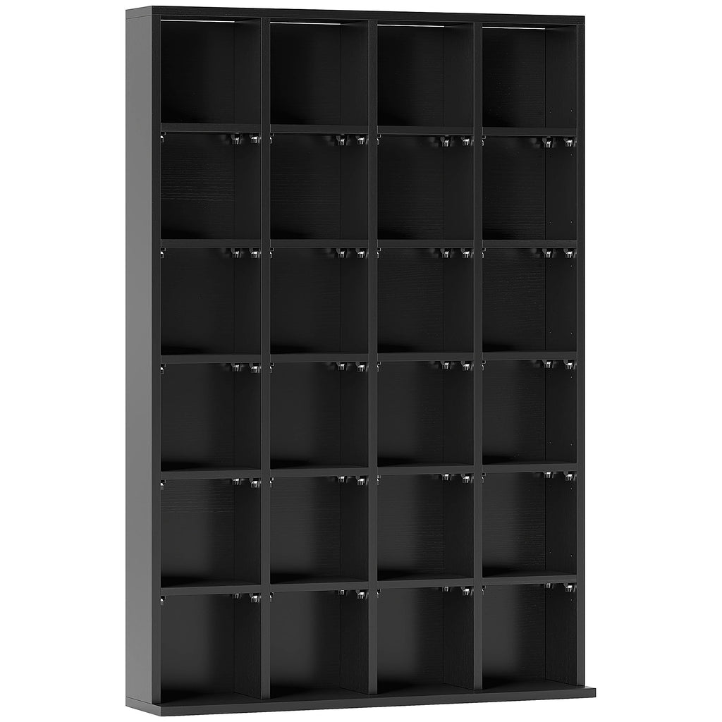 CD Cabinet with Adjustable Shelves for 456 CDs or 336 DVDs, 24 Compartments, 89x20x130.5 cm, Black