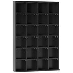 CD Cabinet with Adjustable Shelves for 456 CDs or 336 DVDs, 24 Compartments, 89x20x130.5 cm, Black