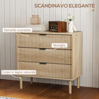 3 Drawer Wooden Chest of Drawers for Bedroom and Entrance Nordic Style, 80x40x77.5 cm, Oak