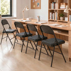 Set of 2 Folding Chairs Padded in PU Faux Leather and Metal, 45x46x78 cm, Black