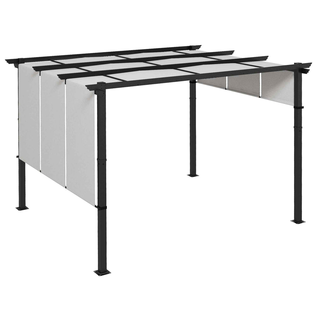 Outsunny Pergola Gazebo 3x3.5 m with 3 Adjustable Canopies, in Steel and Anti-UV Polyester, Light Grey