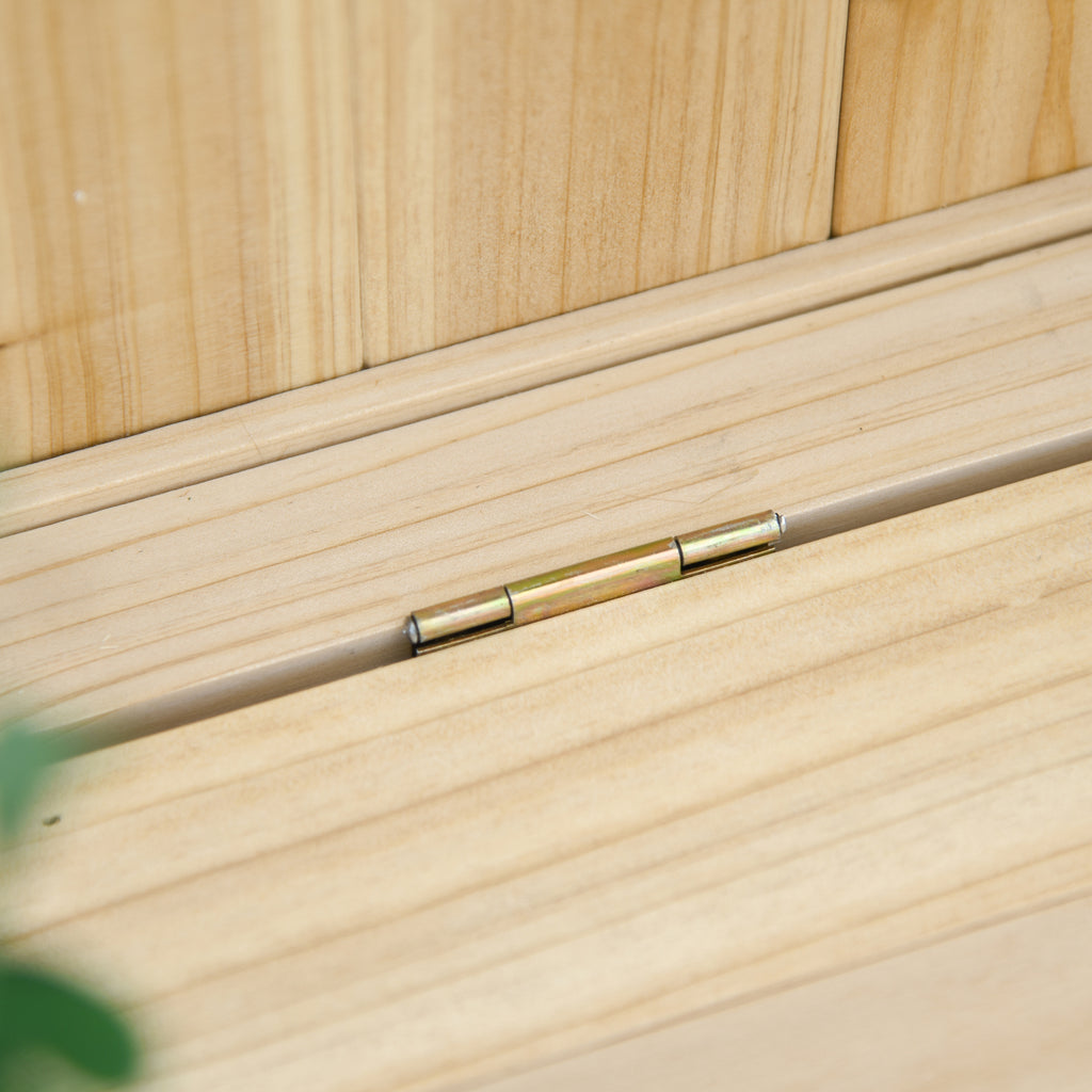 Outdoor Storage Bench in Natural Fir Wood with Backrest for Garden and Terrace, 115x45x75cm