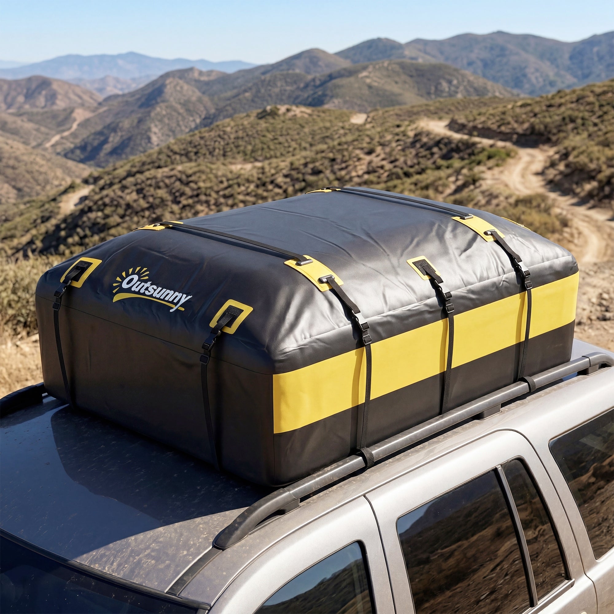Outsunny 595L Waterproof Roof Rack Cargo Bag, Yellow