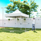 Pop Up Garden Gazebo 3x3 m with Adjustable Height with Solar LED Lights, in Oxford Fabric and Metal, White