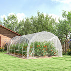Outsunny 3x6x2 m Tunnel Greenhouse with Roller Doors, Steel Frame and Anti-UV PE Cover, Transparent