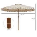 Garden Umbrella with Crank and Tilting, Air Vents and 8 Ribs, 2.7x2.4 m, Cream