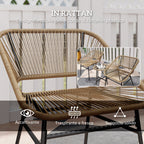 3 Piece PE Rattan and Steel Garden Set with 2 Chairs with Cushions and Round Table, Multicolor