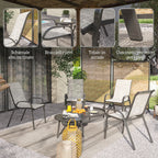 Outsunny Set of 4 Stackable Garden Chairs with Curved Armrests, in Steel and Breathable Fabric, 54x71x93 cm, Grey