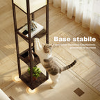 Floor Lamp with Shelves, Dimmable Light, Foot Switch and USB Ports, Brown