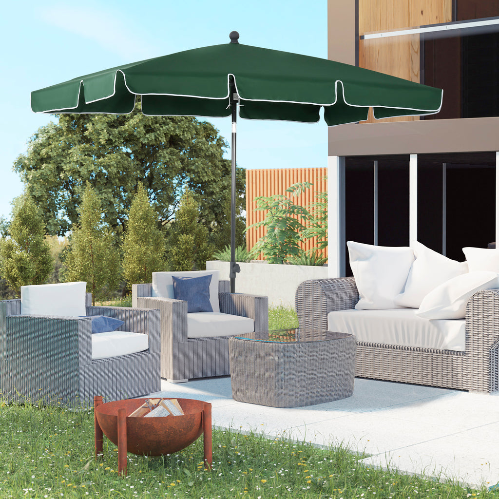 Rectangular Garden Umbrella 2x2.4 m with Adjustable Inclination and Aluminum Pole, Green and Black