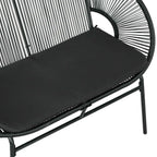 Outsunny 2-Seater Garden Sofa in PE Rattan and Steel with Cushions and Armrests, 132x72x83 cm, Black