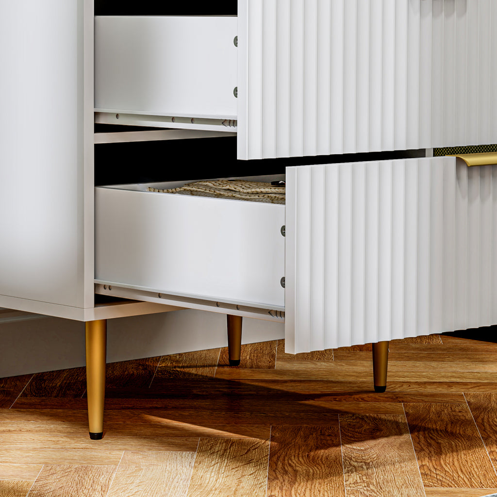 Modern Chest of 4 Drawers with Golden Handles, 60x40x96 cm, White
