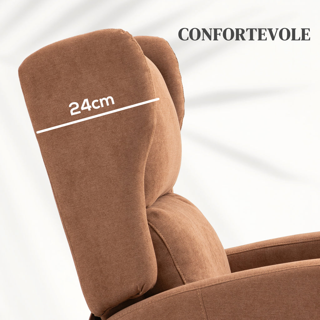 Velvet Lift Relax Chair with 160° Reclining Backrest with Remote Control, Dark Brown