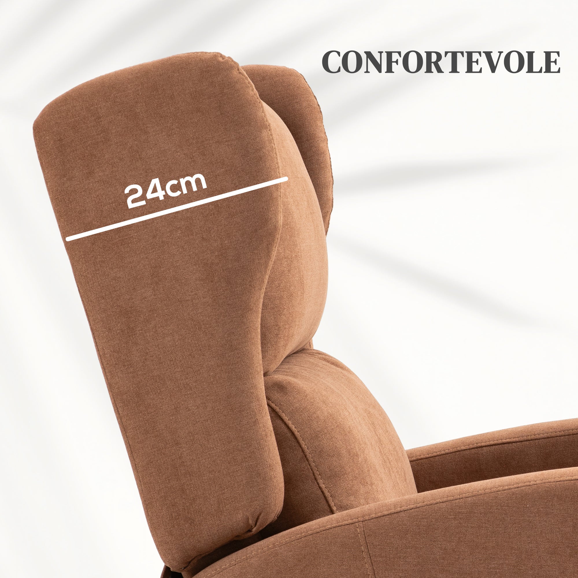 Velvet Lift Relax Chair with 160° Reclining Backrest with Remote Control, Dark Brown