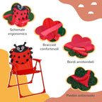 Garden Table and 2 Folding Chairs Set, Outdoor Table and Chairs with Umbrella for Children in Metal and Polyester, Red