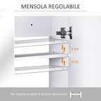 Bathroom Wall Cabinet with Mirror and 3 Shelves in White MDF 80 x 60 x 15cm