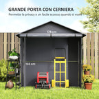 Garden Shed 1.1x2m with Roll-Up Door, Garage Tent for Bikes and Motorcycles, Dark Grey