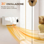 2000W Wall-Mounted Ceramic Heater with 3 Modes, Adjustable Temperature, Timer, Remote Control, Child Lock, White