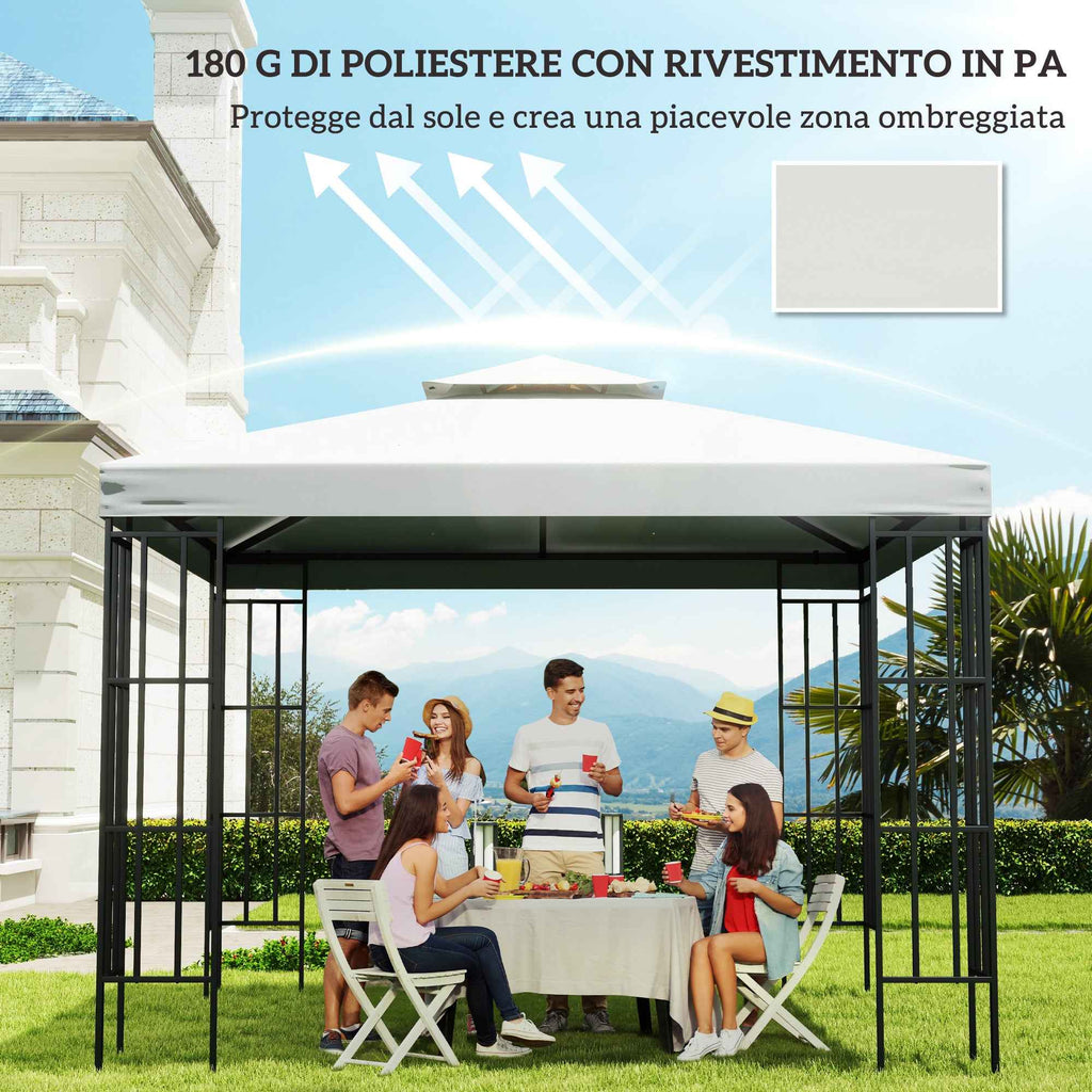 Outsunny Garden Gazebo Cover Replacement Roof Anti-UV Waterproof Polyester 3x3m Cream