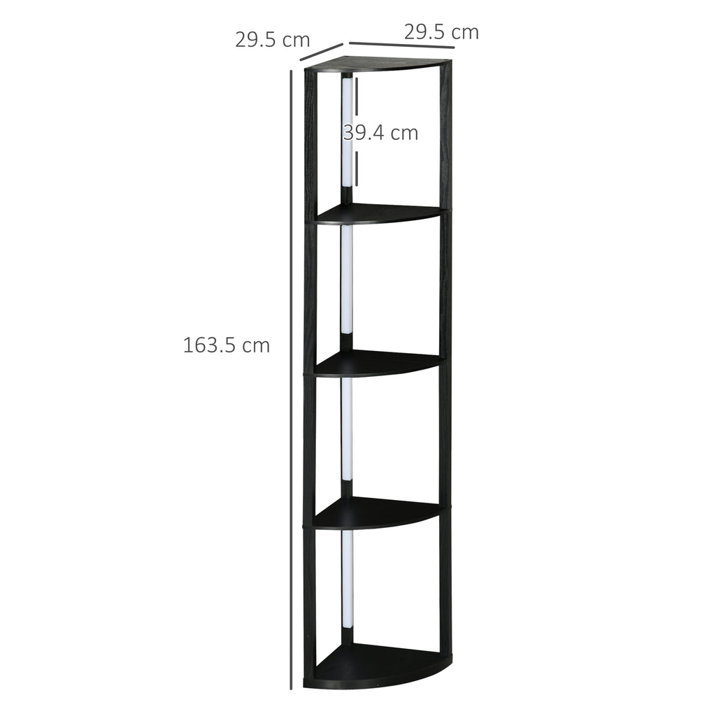 MDF Column Floor Lamp with 4 Shelves and 3000K LED Lighting, 41x29.5x163.5 cm, Black