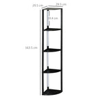 MDF Column Floor Lamp with 4 Shelves and 3000K LED Lighting, 41x29.5x163.5 cm, Black