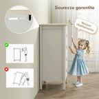 4-Drawer Bedroom Chest with Faux Leather Handles, 60x40x98cm, White