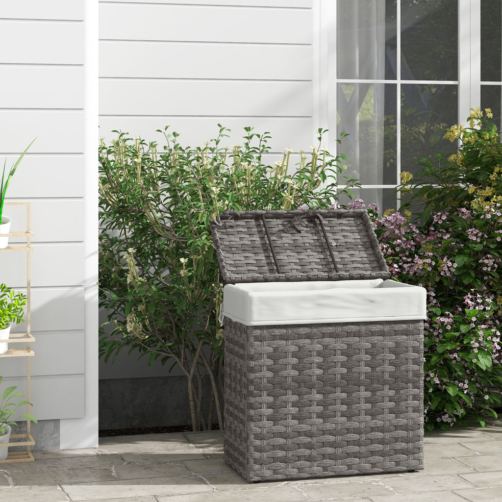 Outsunny basket garden container and house in rattan with internal fabric, 57x34x62cm, gray - Borgè