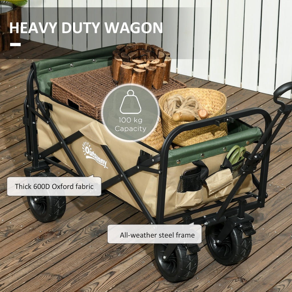 Outsunny garden trolley 110L with telescopic handle and opening bottom in steel and oxford fabric, persimmons - Borgè