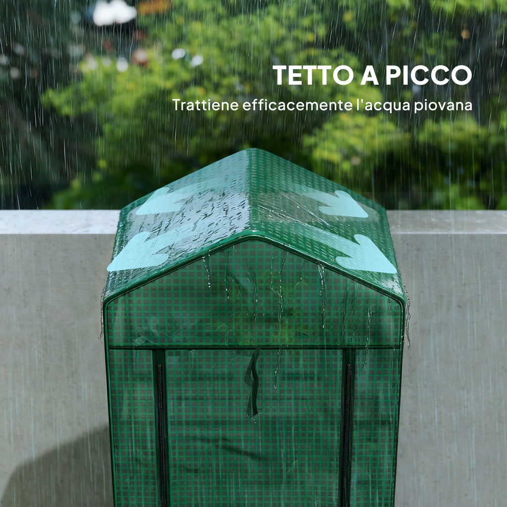 Outsunny 5-Tier Greenhouse with Zip Door, Steel and PE, 69x49x193 cm, Green