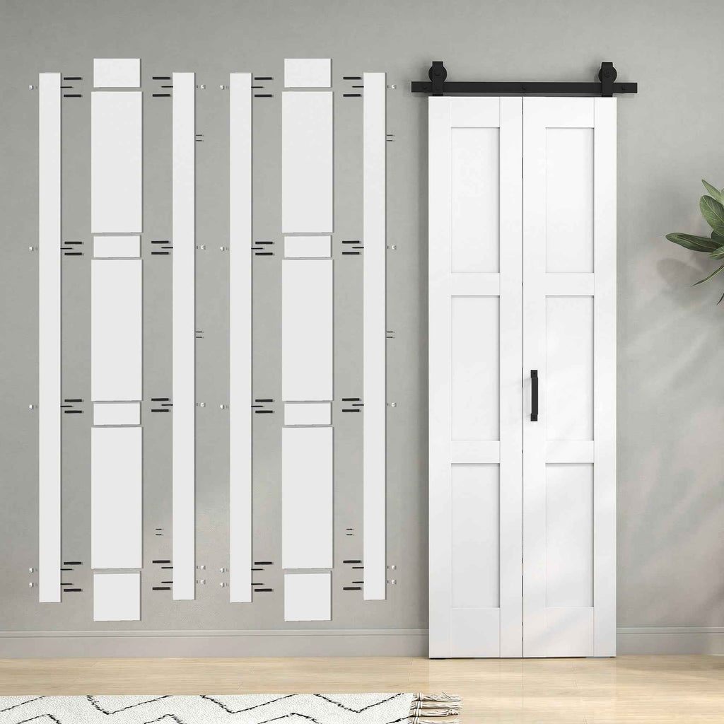 Door 71x213cm, Rustic Style, Assembly Kit, Handle, White Wood Effect.