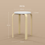 Set of 4 Stackable Round Wooden Stools, White, Ø40x45 cm
