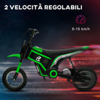 Electric Motorcycle for Children with Manual Throttle, 2 Speeds 8-16km/h, Age 8-12 Years, Green