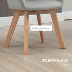 Homcom set 2 chairs for dining room padded velvet with armrests and wooden legs, gray - Borgè